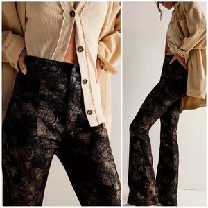Free People Black and Gold Flare Pants
